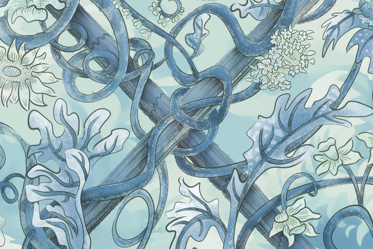 Babylon Sky, Blue Mural Wallpaper - room preview 04