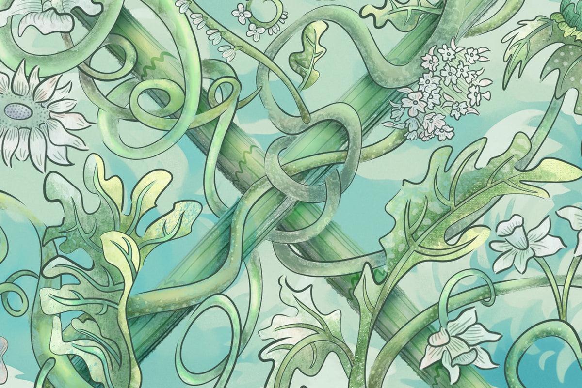 Babylon Sky, Green Mural Wallpaper - room preview 04