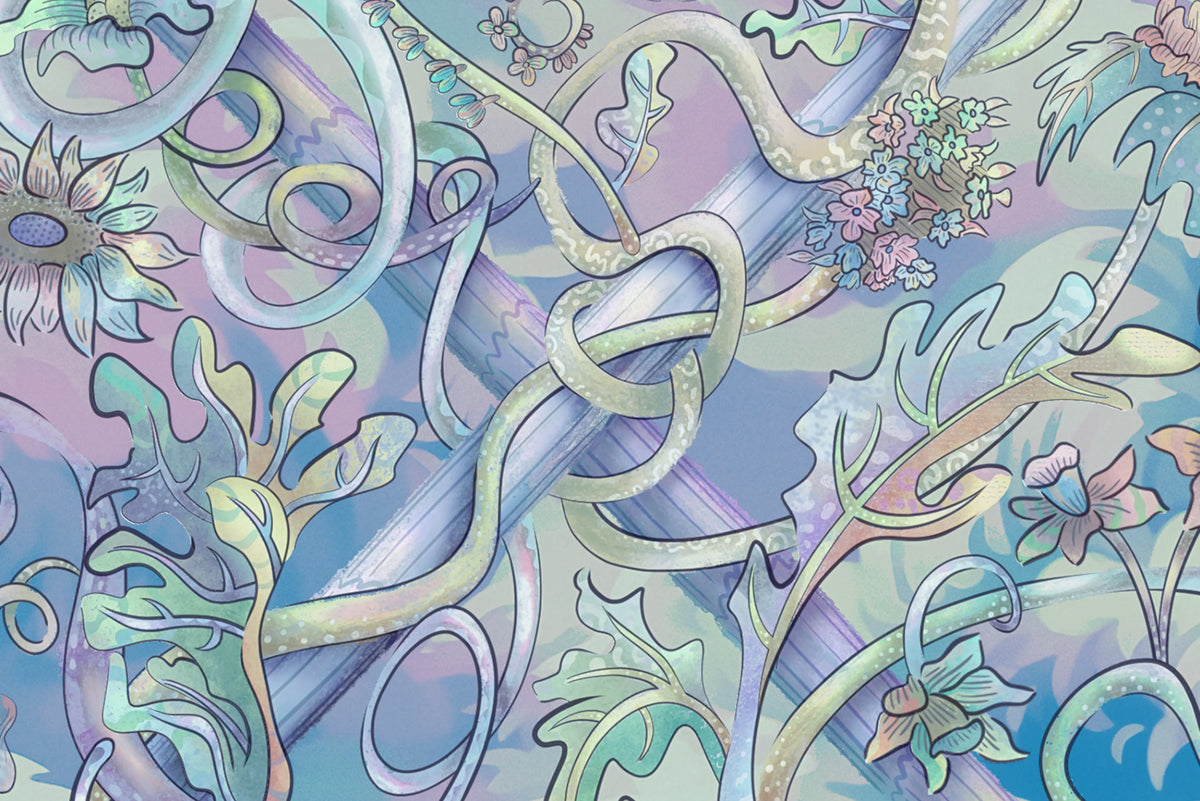Babylon Sky, Lilac Mural Wallpaper - room preview 04