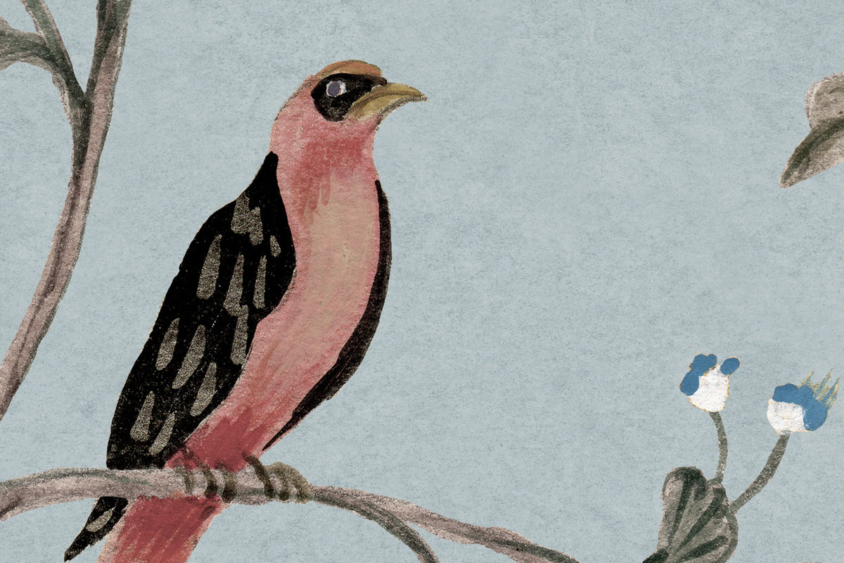 Songbird Mural, Blue Mural Wallpaper - room preview 04