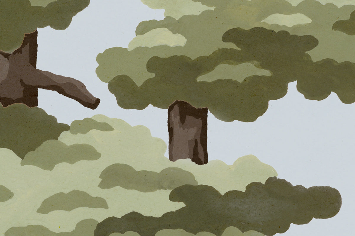 Highland Pines, Blue Mural Wallpaper - room preview 04