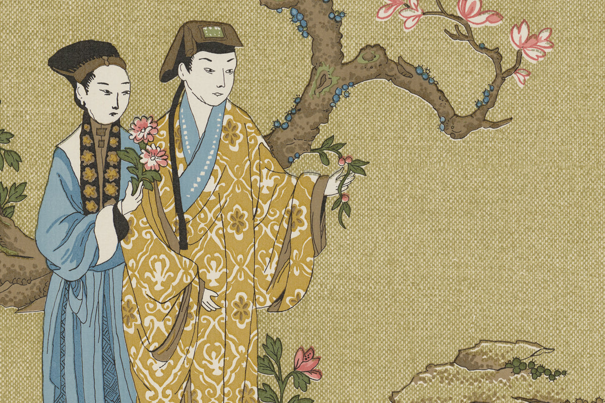 Toile Conversation, Brown Mural Wallpaper - room preview 04