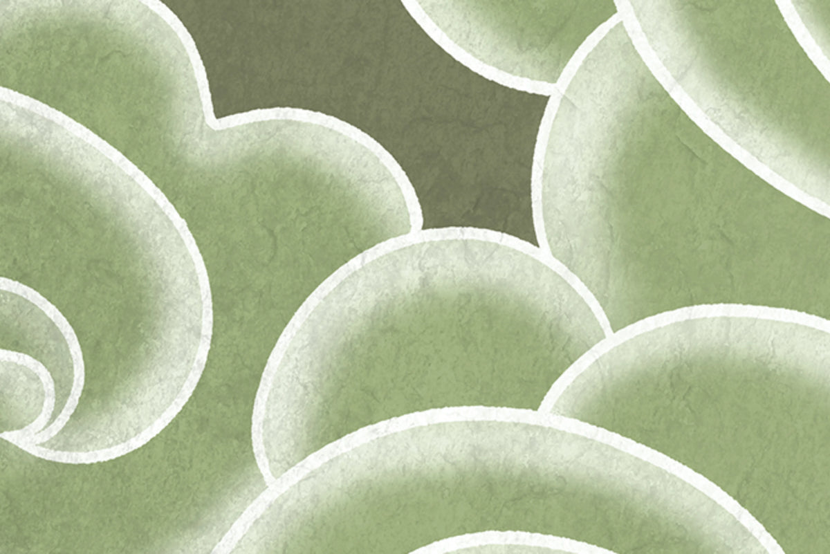 Kumo, Green Mural Wallpaper - room preview 04