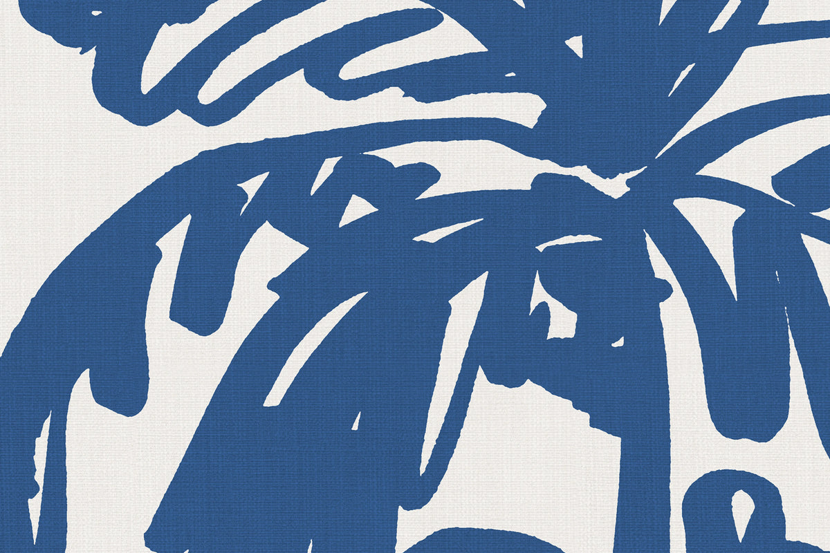 Palm Oasis, Blue Mural Wallpaper - room preview 04