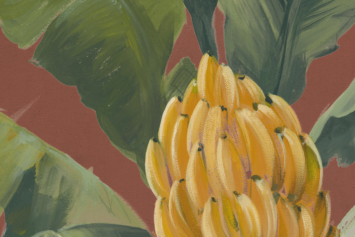 Banana Leaf, Burgundy Mural Wallpaper - room preview 04