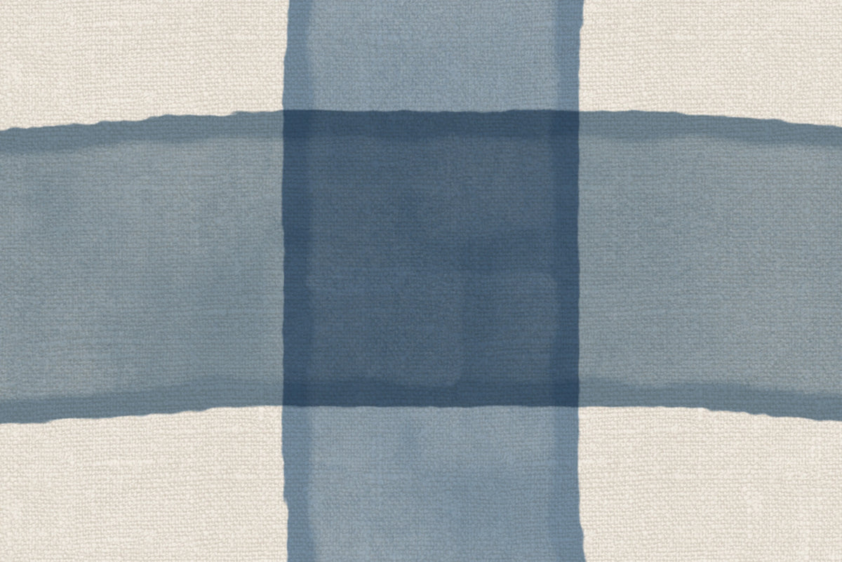 Gingham, Blue Mural Wallpaper - room preview 04