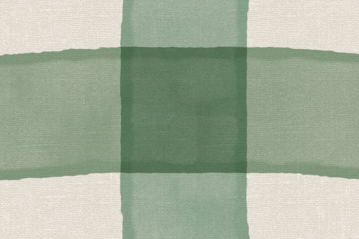 Gingham, Green Mural Wallpaper - room preview 04