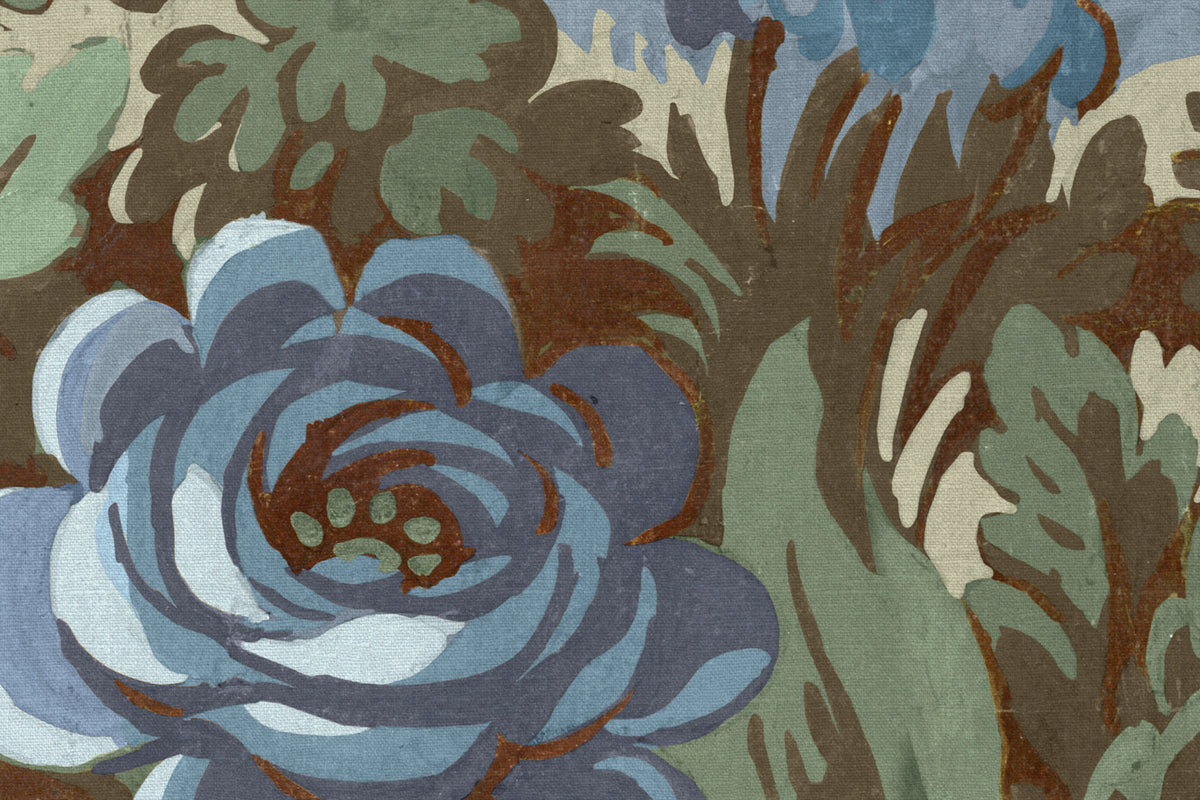 Botanical Manor, Blue Mural Wallpaper - room preview 04