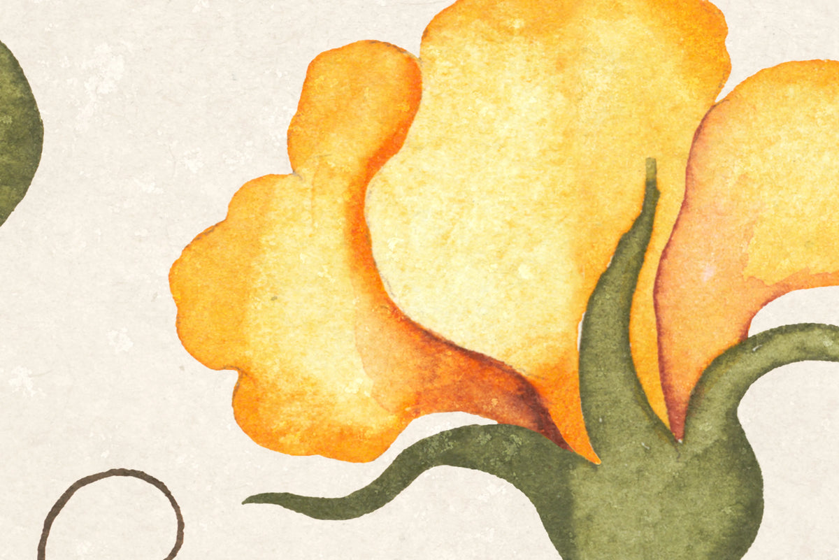 Soft Vines, Yellow Mural Wallpaper - room preview 04