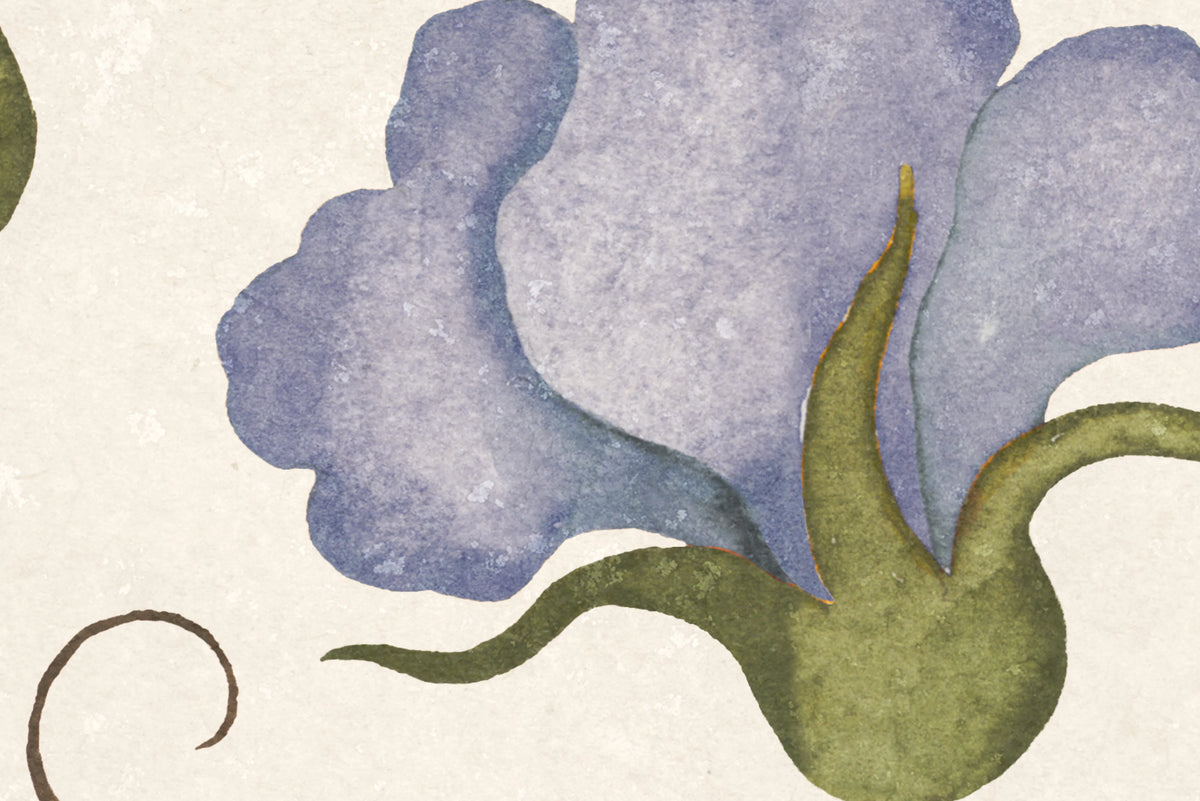 Soft Vines, Blue Mural Wallpaper - room preview 04