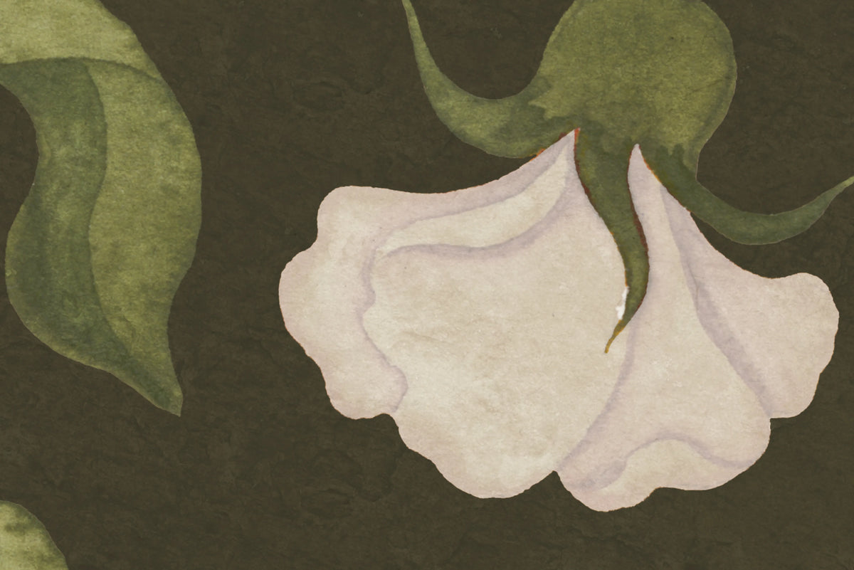 Soft Vines, Dark Green Mural Wallpaper - room preview 04