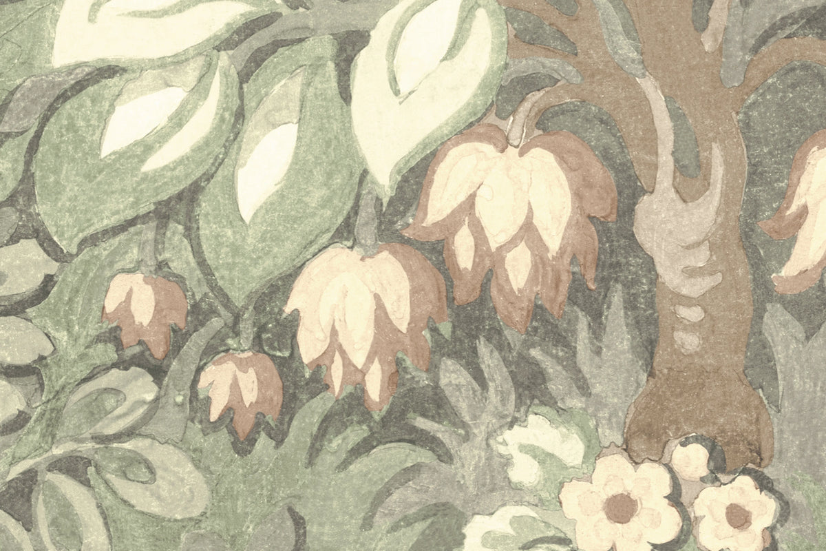 Flower Tree, Light Green Mural Wallpaper - room preview 04