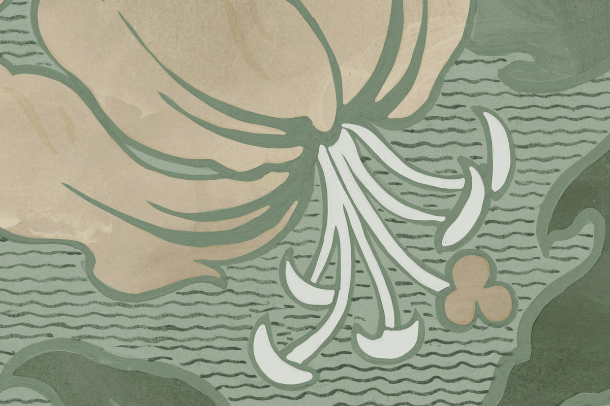 Midnight Peony, Green Mural Wallpaper - room preview 04