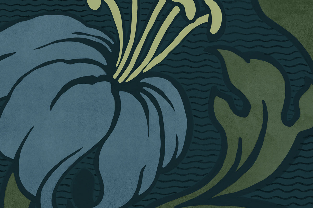 Midnight Peony, Blue Mural Wallpaper - room preview 04