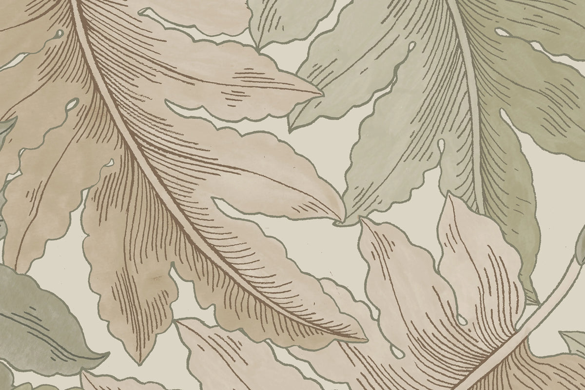 Swirling Fern, Light Green Mural Wallpaper - room preview 04