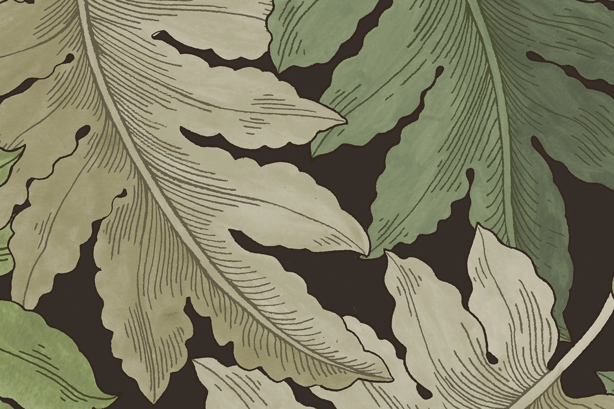 Swirling Fern, Green Mural Wallpaper - room preview 04