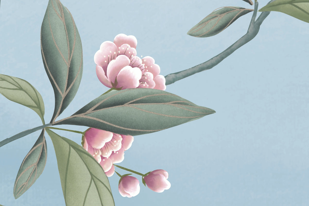 Garden of Harmony, Blue Mural Wallpaper - room preview 04