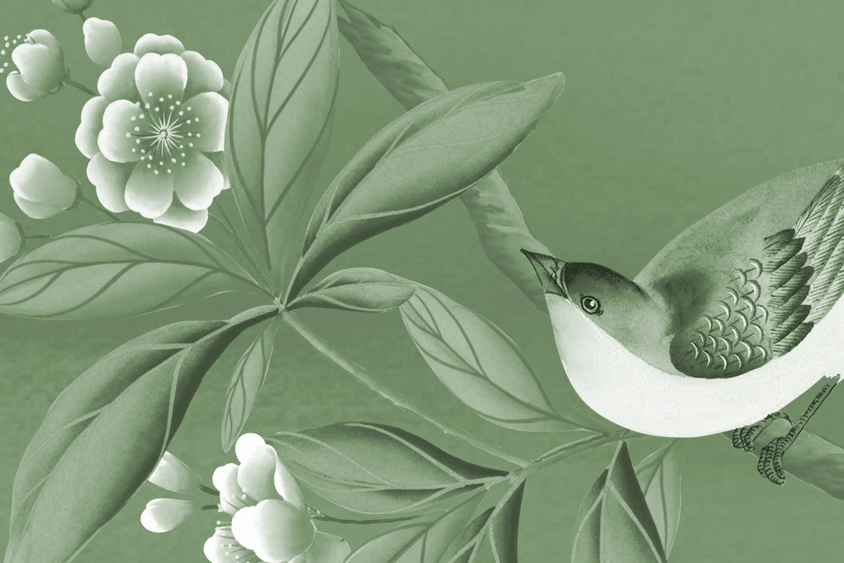 Garden of Harmony, Green Mural Wallpaper - room preview 04