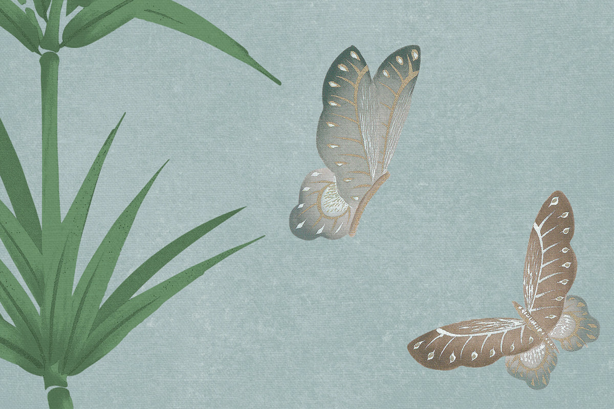 Eastern Bloom, Blue Mural Wallpaper - room preview 04