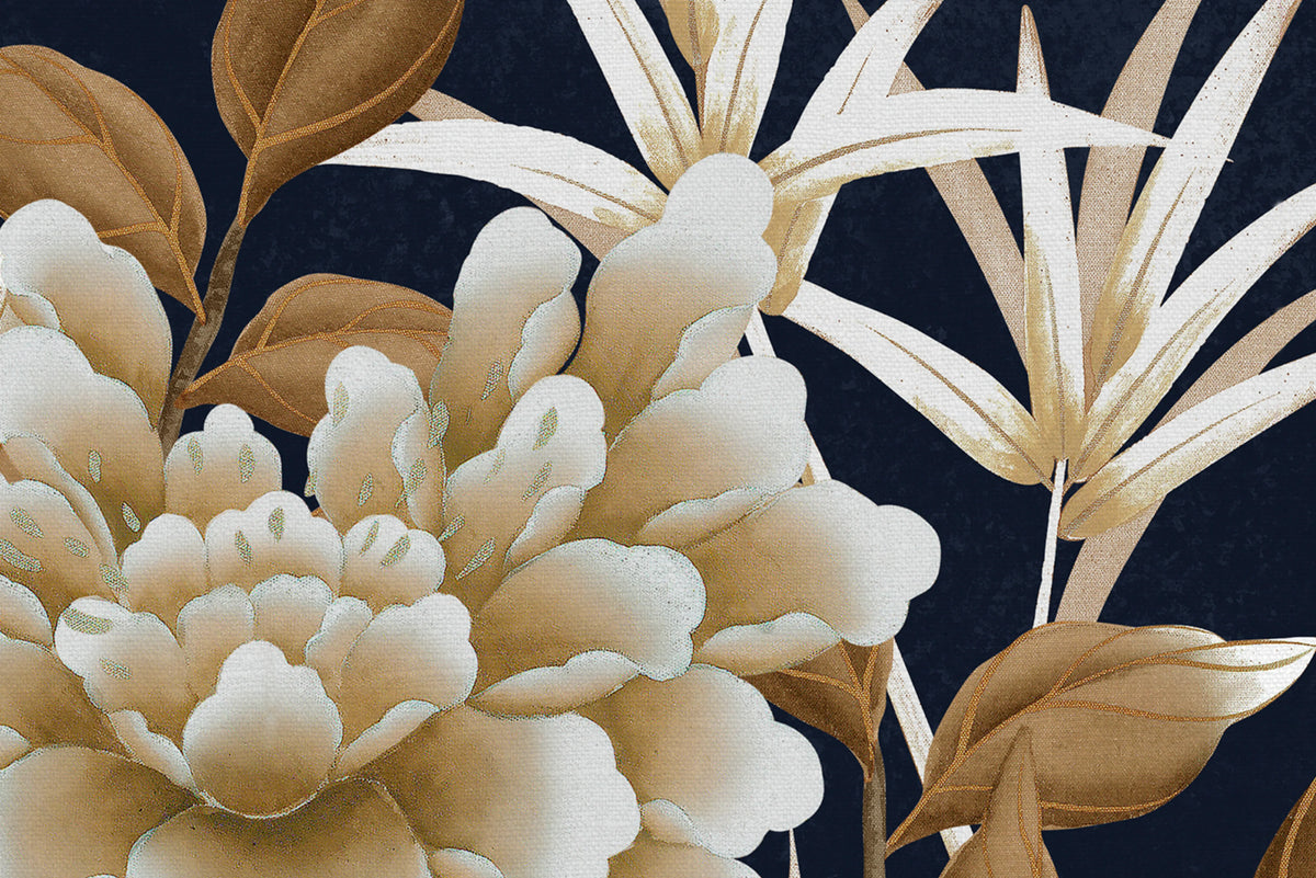 Eastern Bloom, Dark Blue Mural Wallpaper - room preview 04