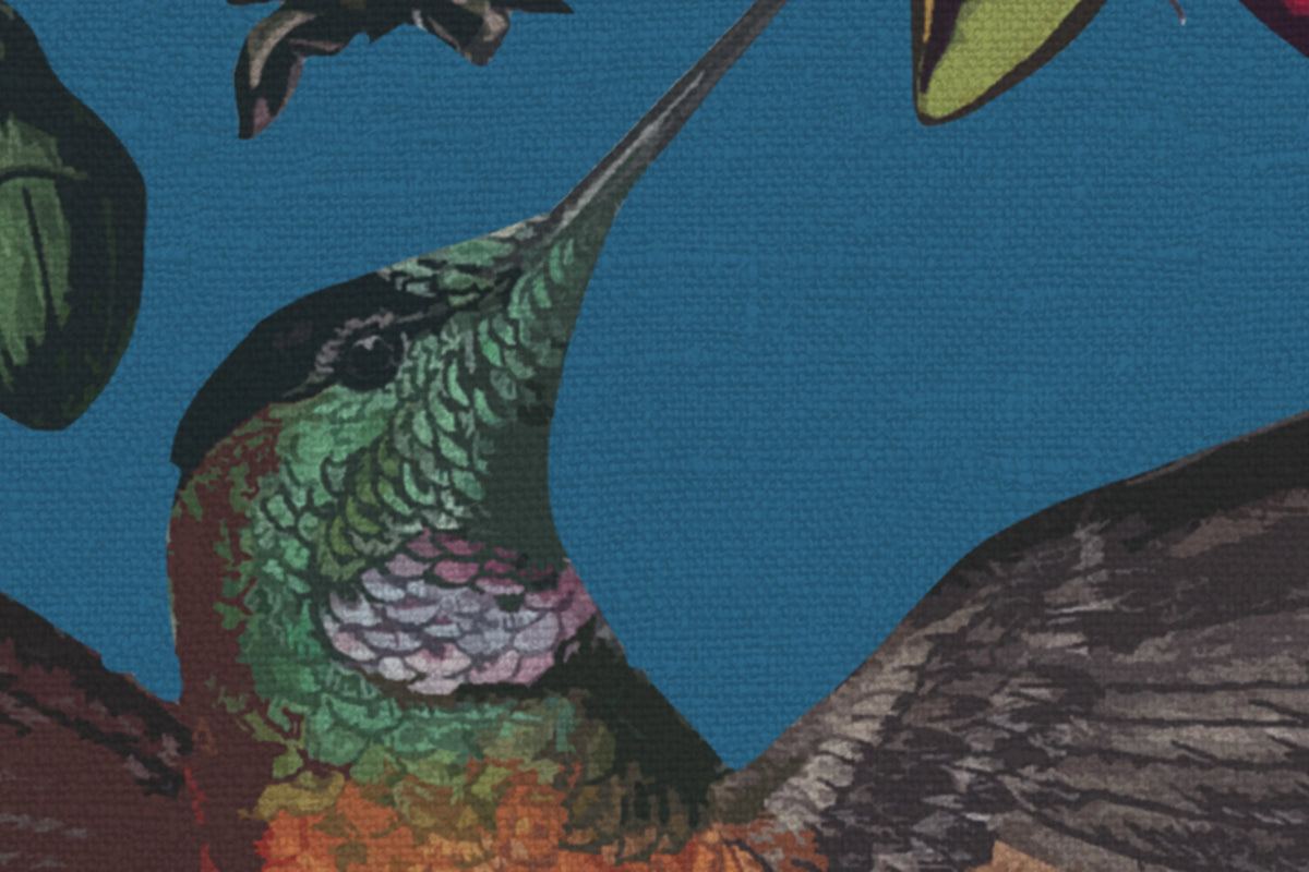 Flying Kolibri, Blue Mural Wallpaper - room preview 04