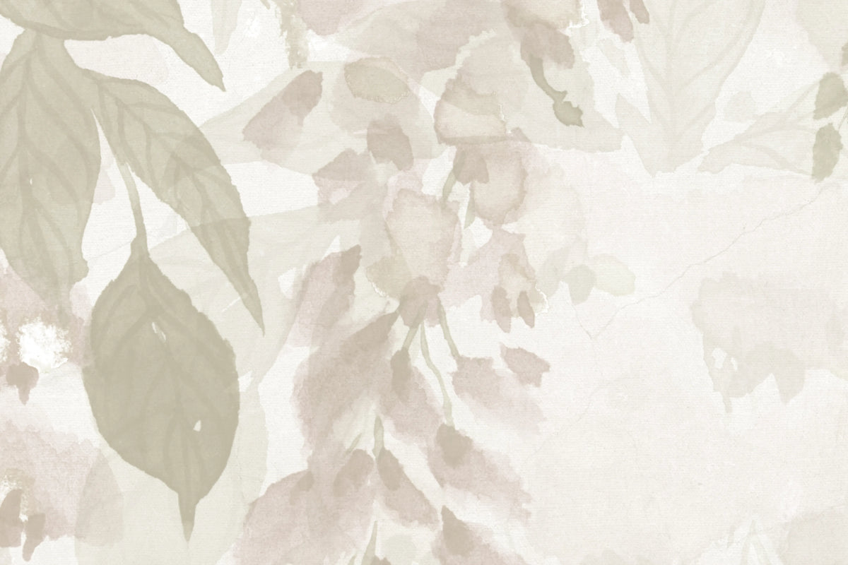 Whispers Wisteria, Beige Mural Wallpaper - room preview 04