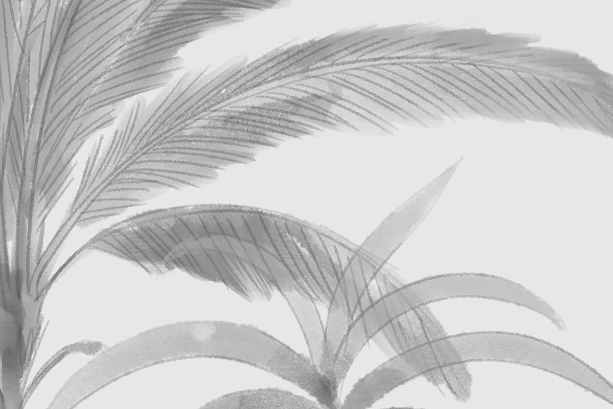 Playful Palms, Gray Mural Wallpaper - room preview 04