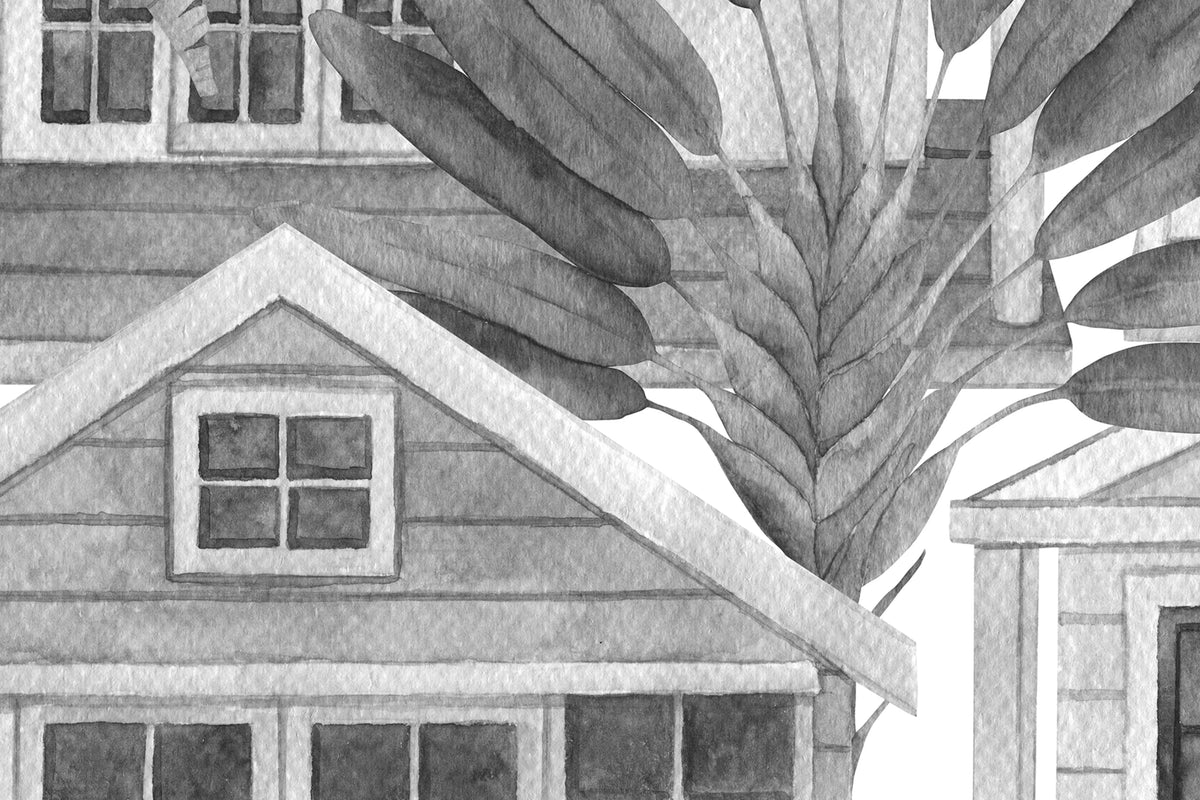 Palm Residence, Gray Mural Wallpaper - room preview 04