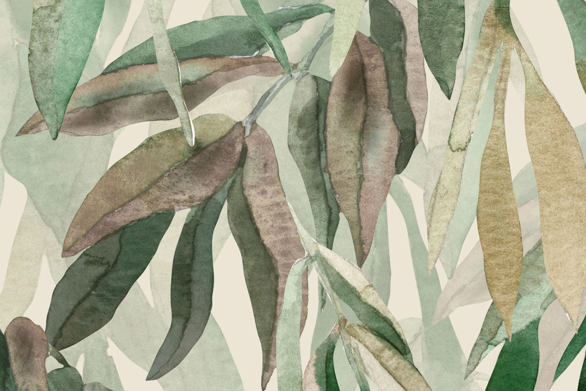 Hanging Branches, Warm Green Mural Wallpaper - room preview 04
