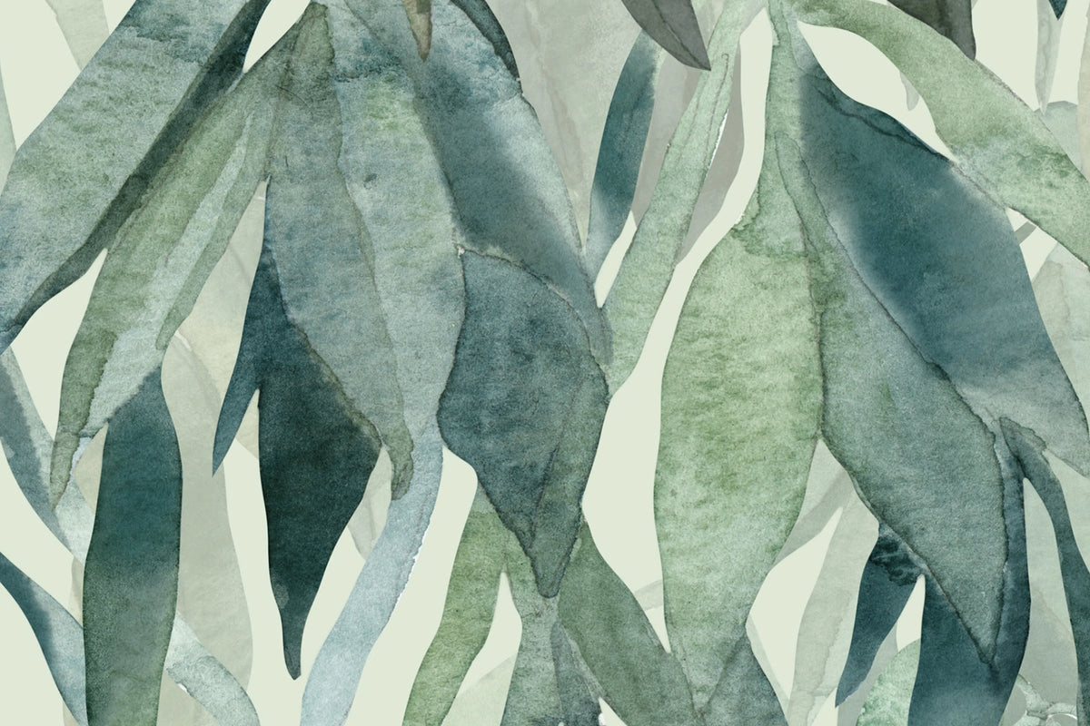 Hanging Branches, Silver Green Mural Wallpaper - room preview 04