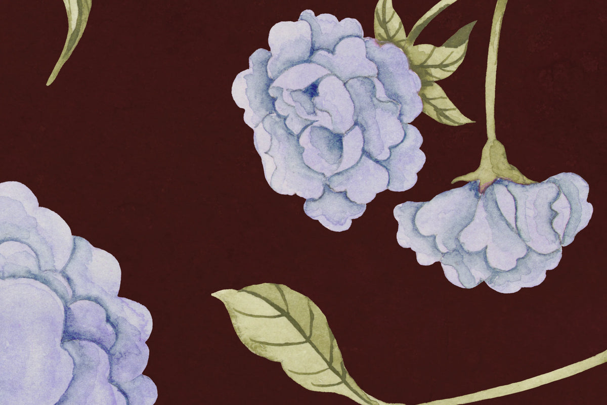 Peony Bloom, Burgundy Mural Wallpaper - room preview 04