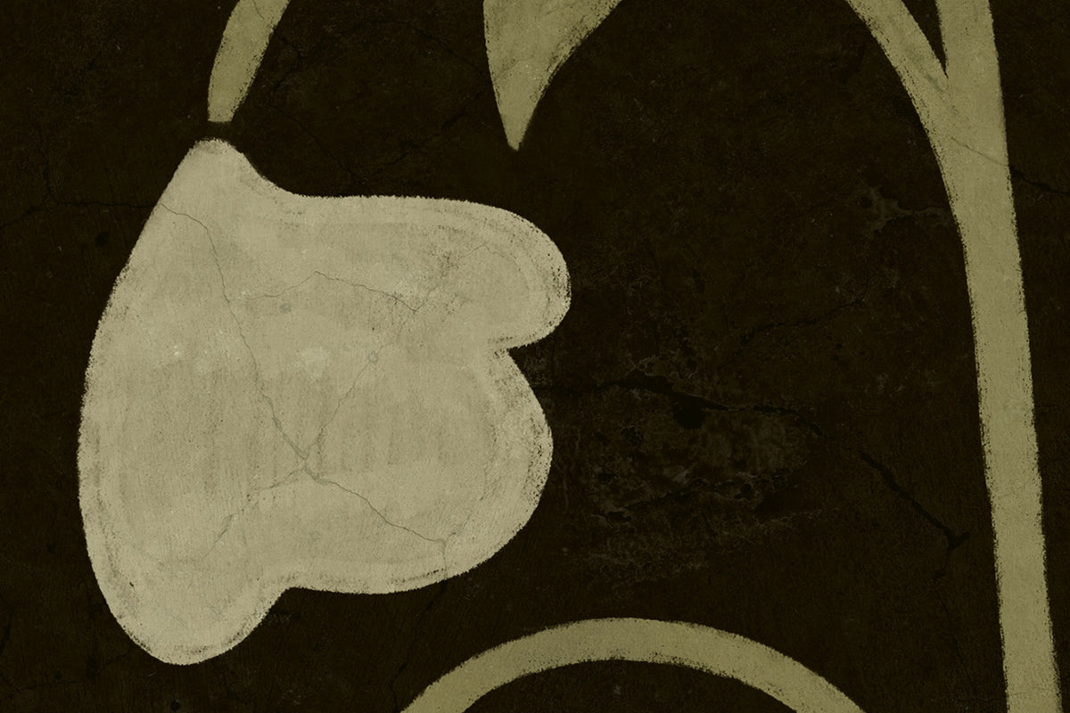 Folk Flower, Dark Green Mural Wallpaper - room preview 04
