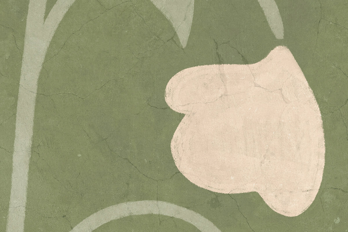 Folk Flower, Green Mural Wallpaper - room preview 04
