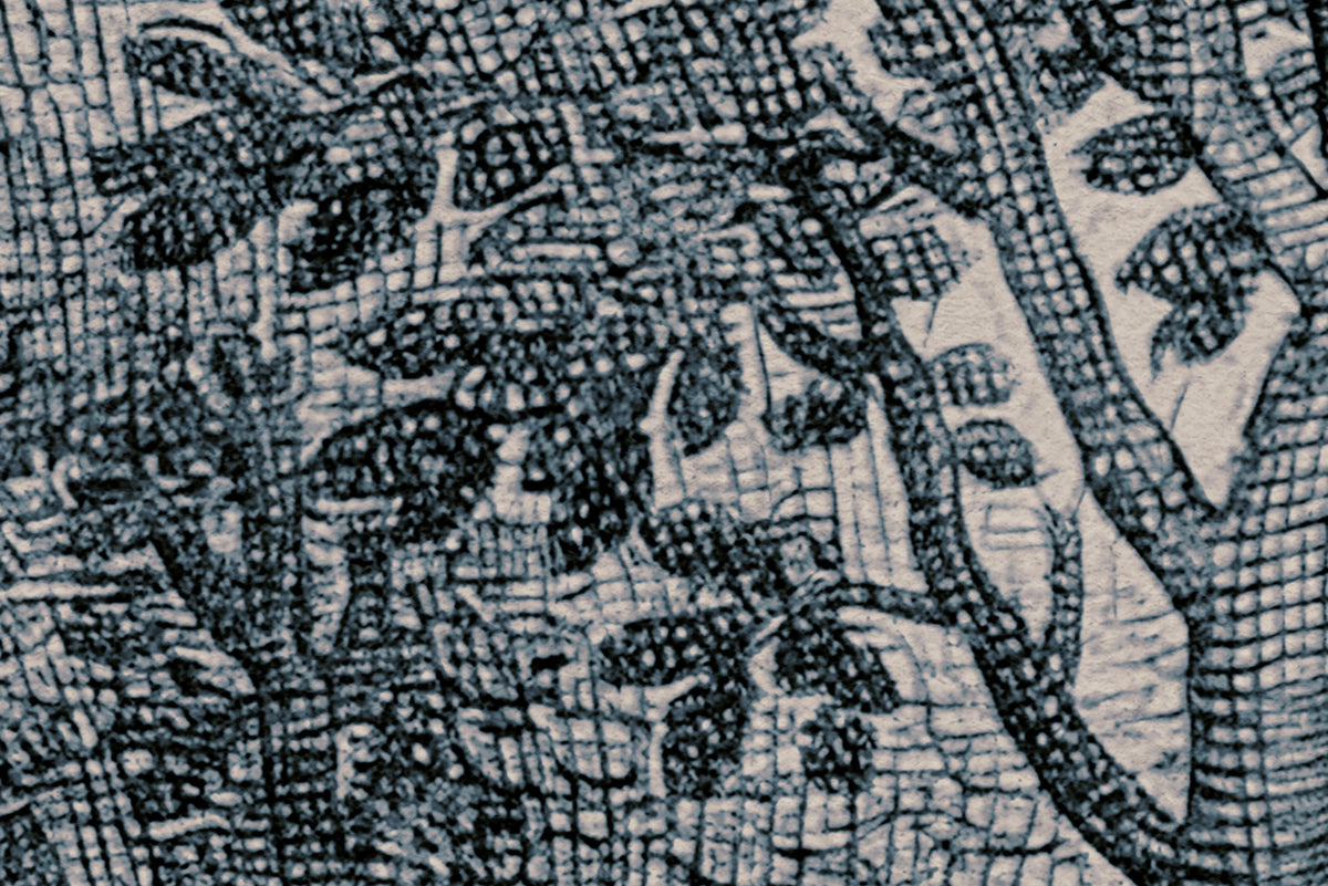 Forest Engraving, Blue Mural Wallpaper - room preview 04