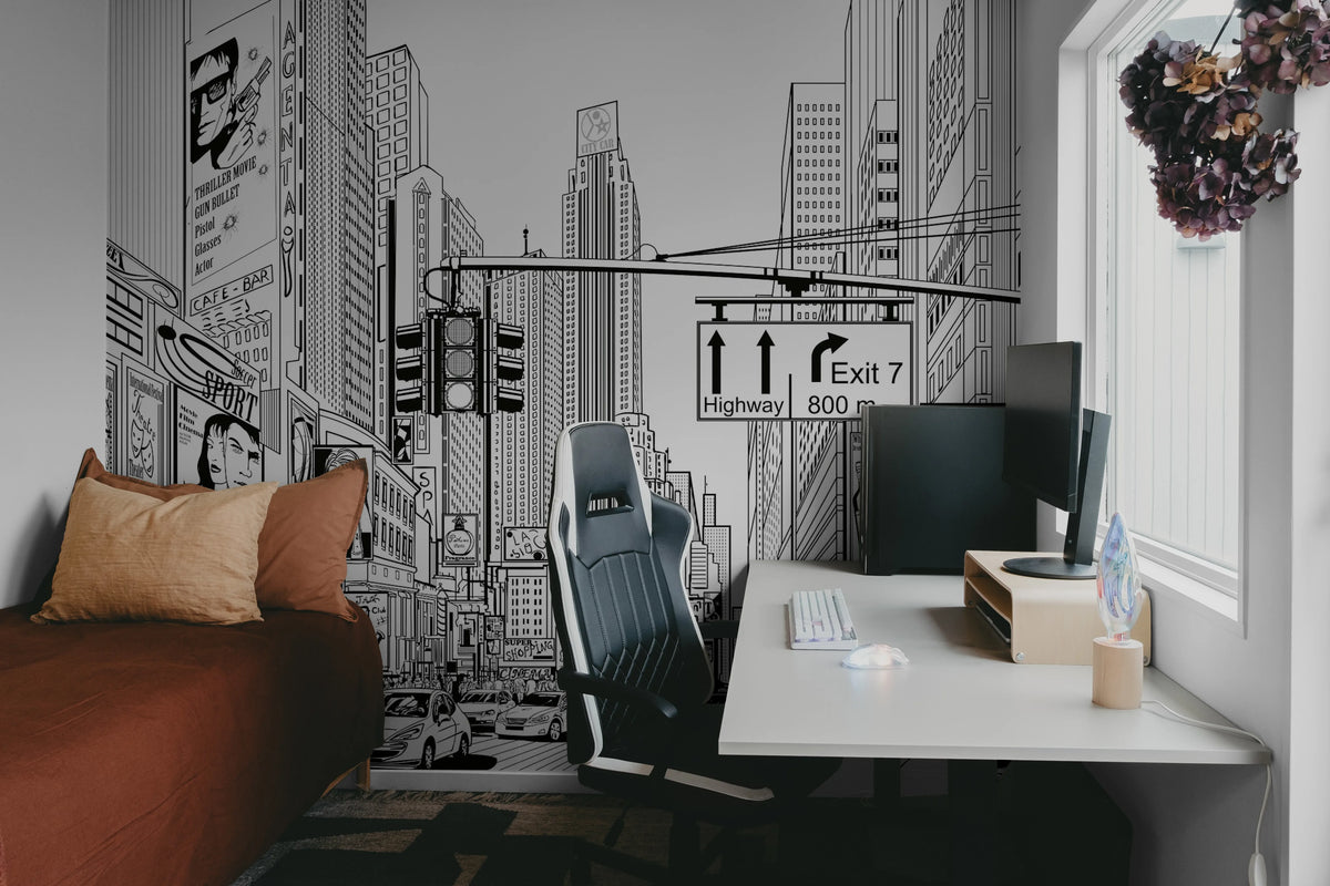 Cartoon City Mural Wallpaper - room preview 04