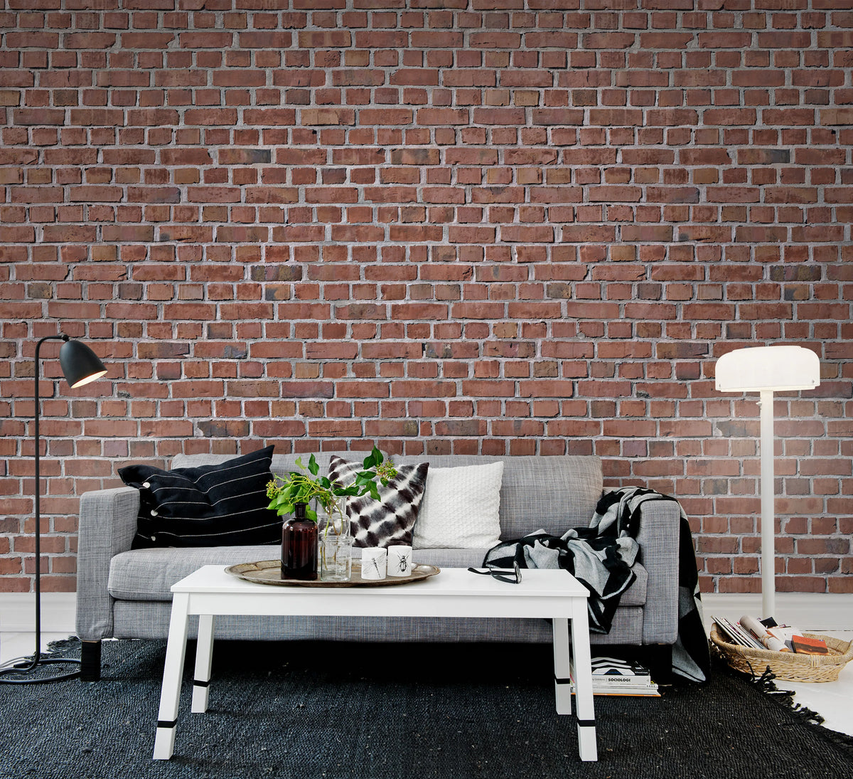 Brick Wall, Red Mural Wallpaper - room preview 04