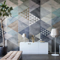 Quadrangle, Blue Mural Wallpaper - room preview 04
