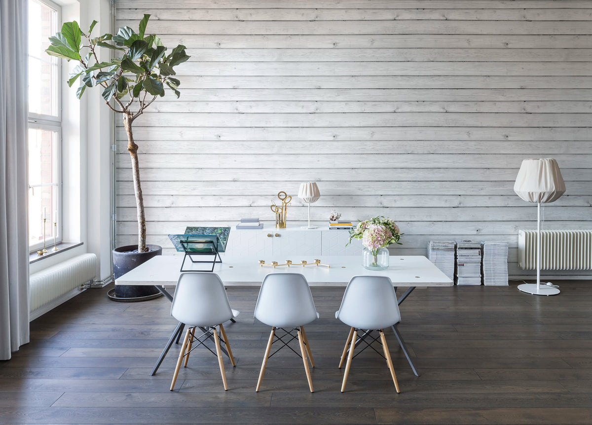 Horizontal Boards, White Mural Wallpaper - room preview 04