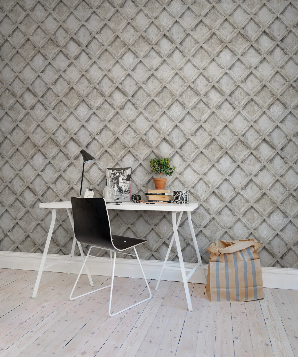 Concrete Trellis Mural Wallpaper - room preview 04