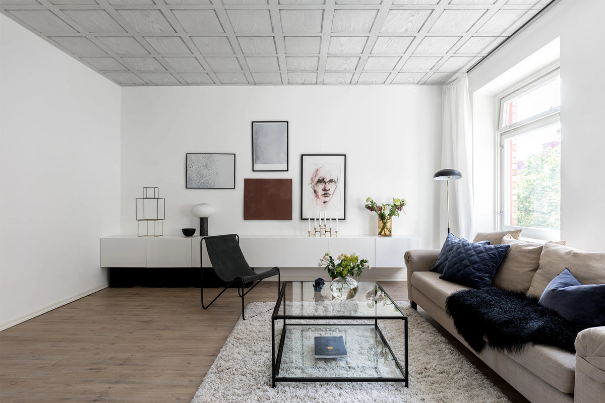 Panel, White Mural Wallpaper - room preview 04