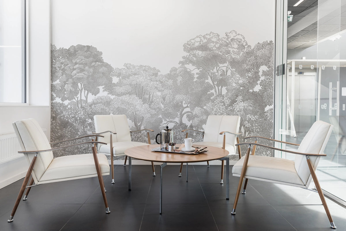 Bellewood, Gray Toile Mural Wallpaper - room preview 04