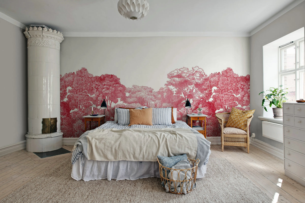 Bellewood, Crimson Toile Mural Wallpaper - room preview 04
