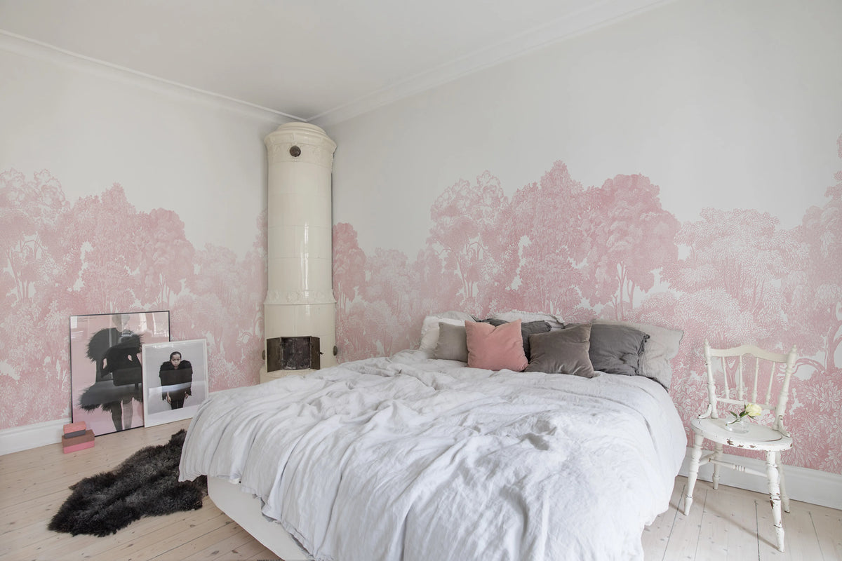 Bellewood, Pink Mural Wallpaper - room preview 04
