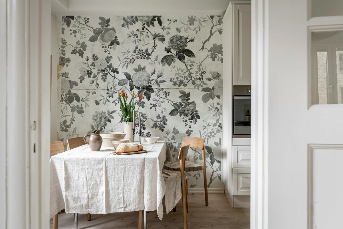 Rosegarden, Black Mural Wallpaper - room preview 04