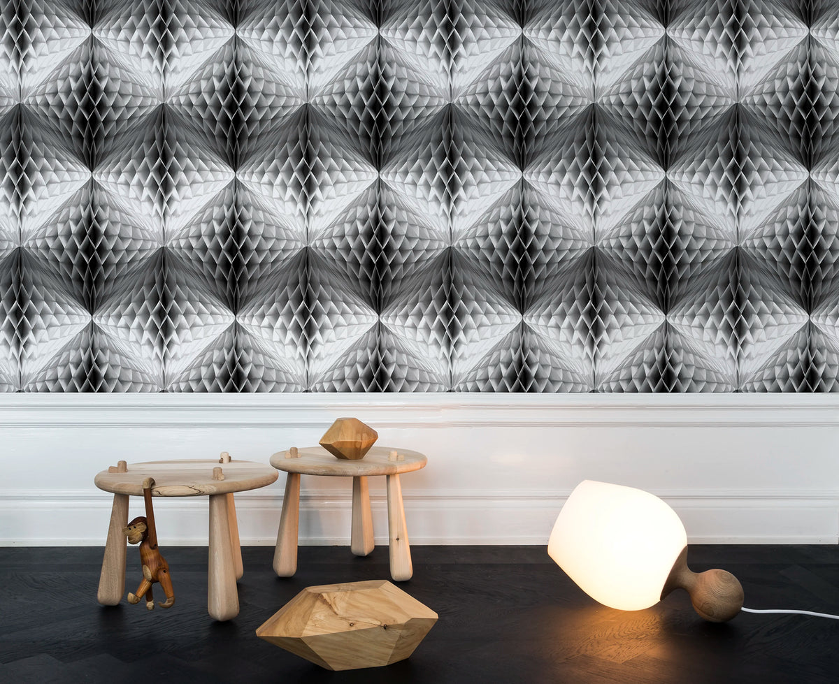 Pom Pom, Black Mural Wallpaper - room preview 04