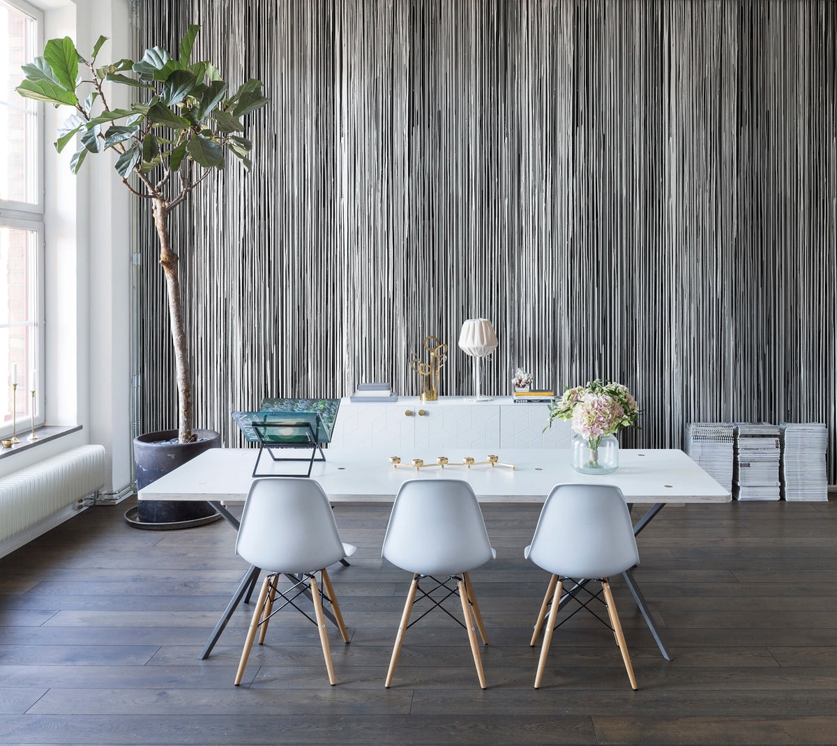 Colour Stream, Black Mural Wallpaper - room preview 04