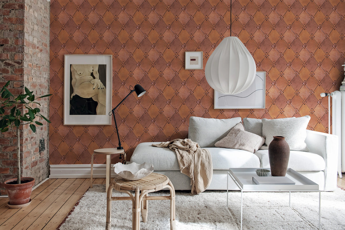 Leather Rhombs Mural Wallpaper - room preview 04