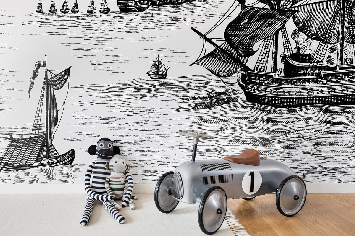 High Seas, Black Mural Wallpaper - room preview 04