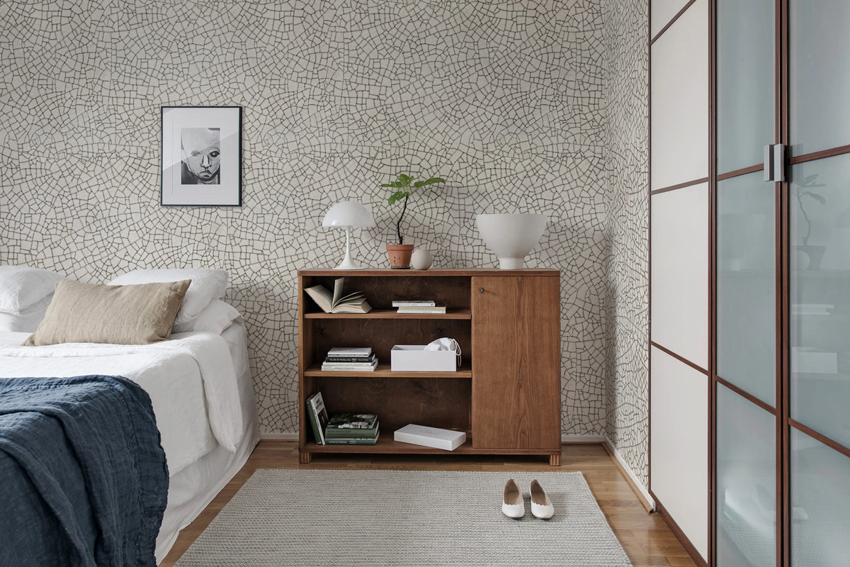 Raku Crackle, Cream Mural Wallpaper - room preview 04