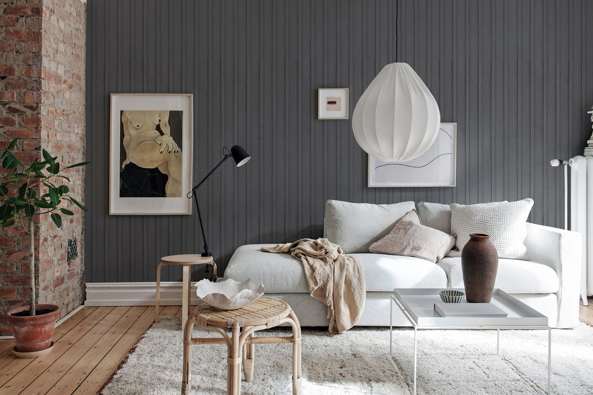 Swedish Cottage, Gray Mural Wallpaper - room preview 04